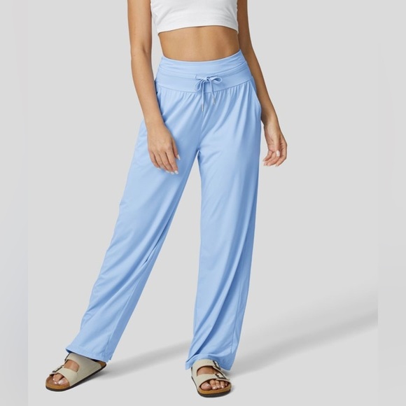 HALARA High Waisted Drawstring Side Pocket Wide Leg Cool Touch Casual Pants - Picture 2 of 7